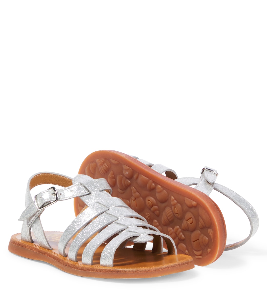 Sandalen Plagette aus Metallic-Leder | Pom d'Api