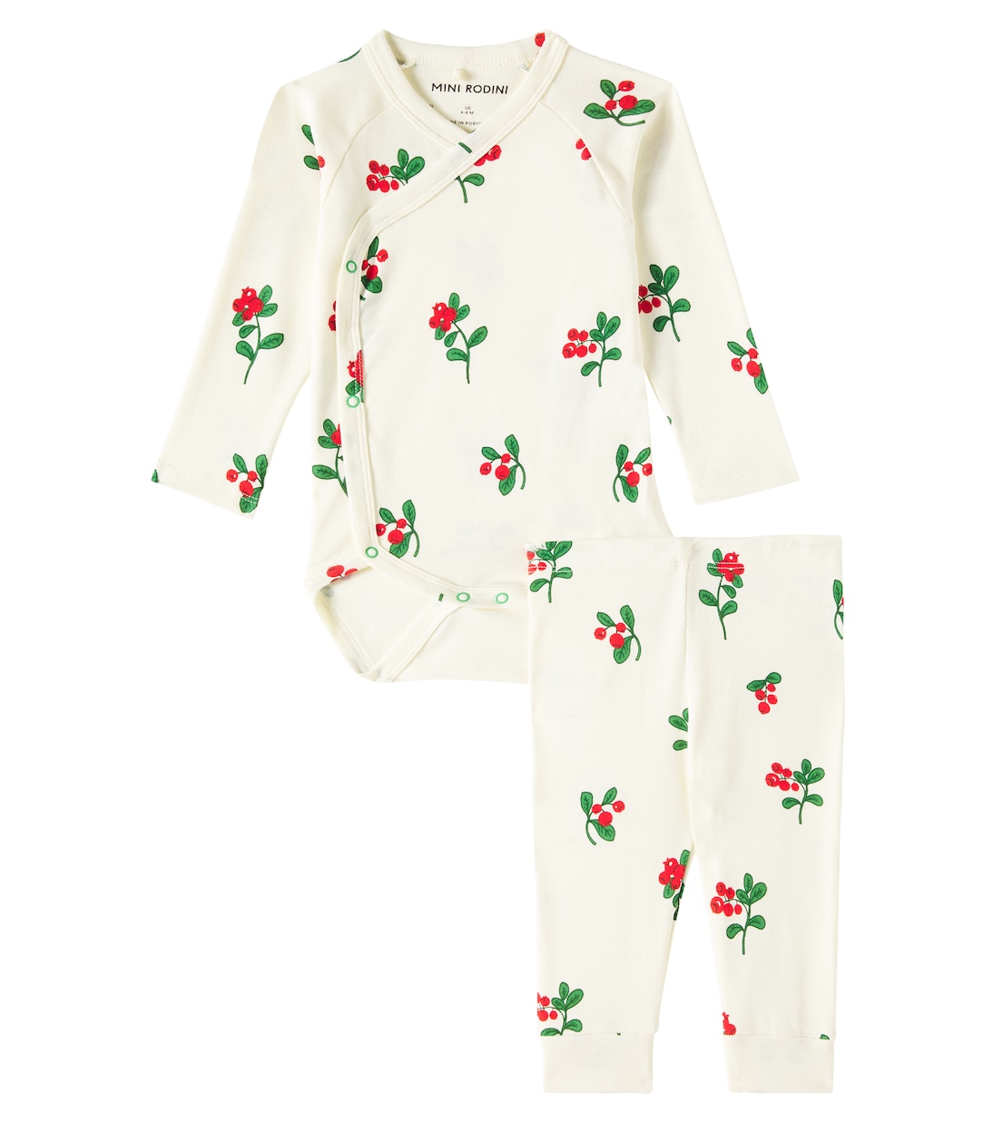 Baby Lingonberries cotton bodysuit and pants set | Mini Rodini