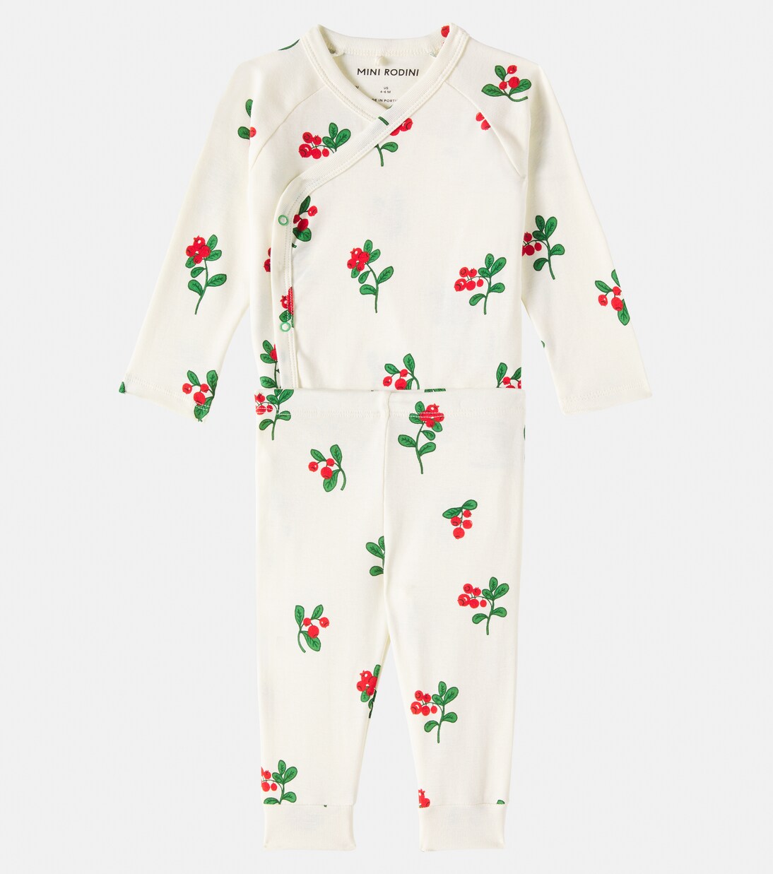 Baby Lingonberries cotton bodysuit and pants set | Mini Rodini