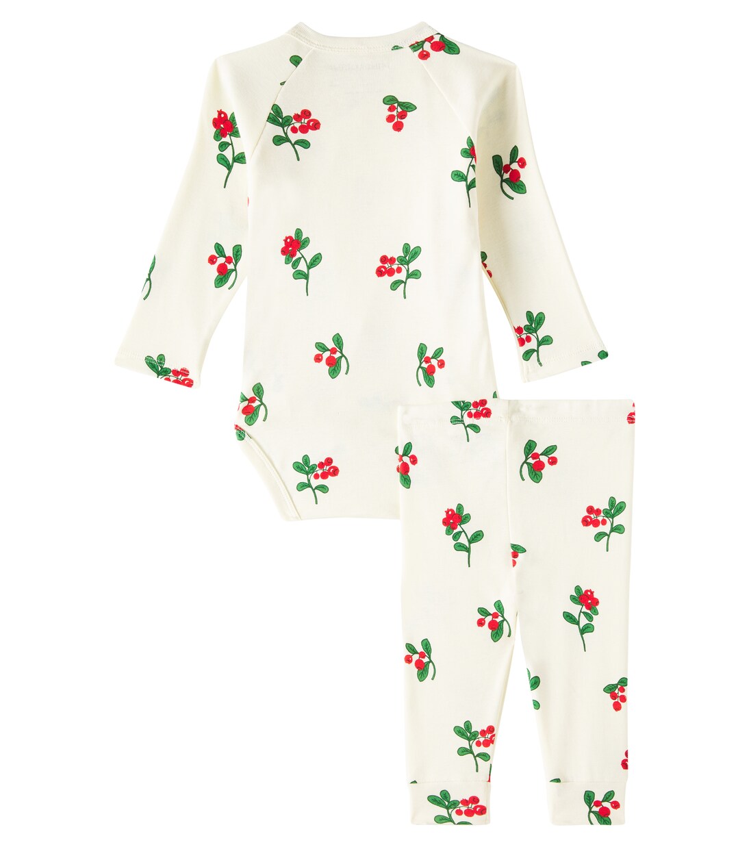 Baby Lingonberries cotton bodysuit and pants set | Mini Rodini