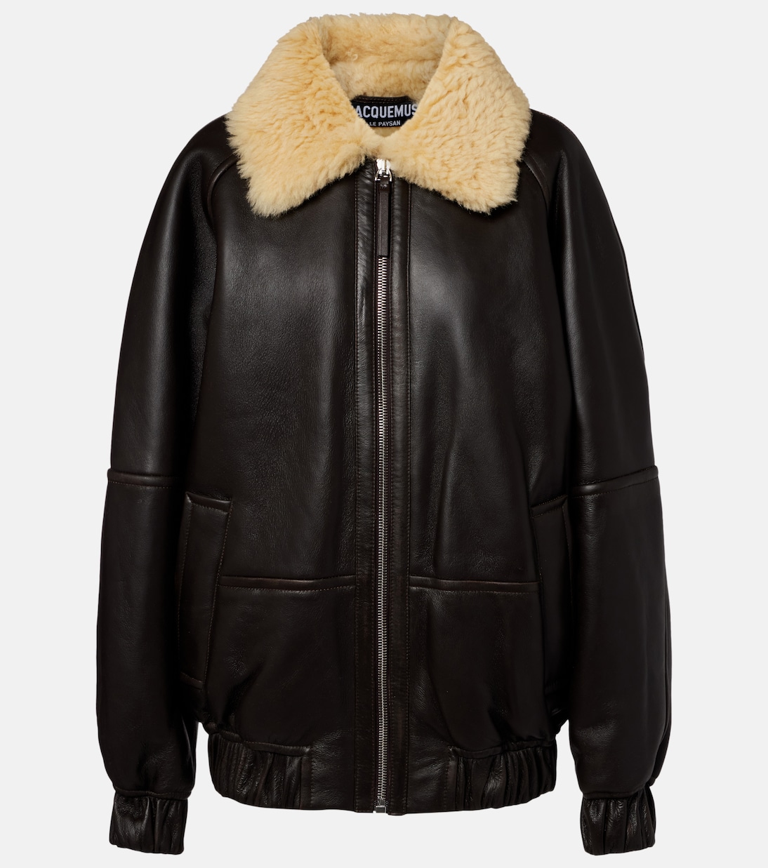 Bombardier shearling-trimmed leather bomber jacket | Jacquemus