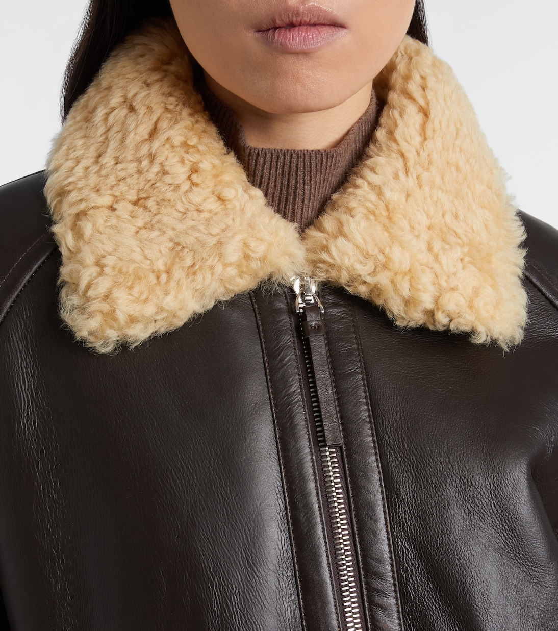Bombardier shearling-trimmed leather bomber jacket | Jacquemus