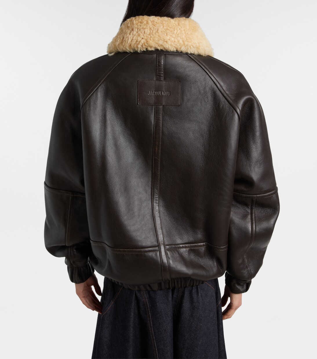 Bombardier shearling-trimmed leather bomber jacket | Jacquemus