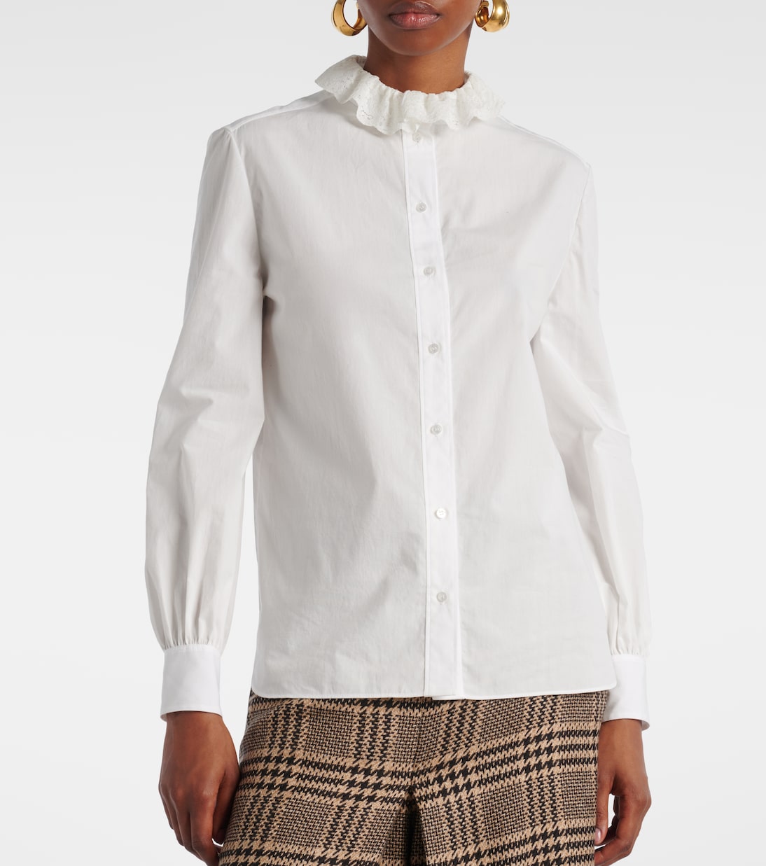 Lace-trimmed cotton poplin blouse | Saint Laurent