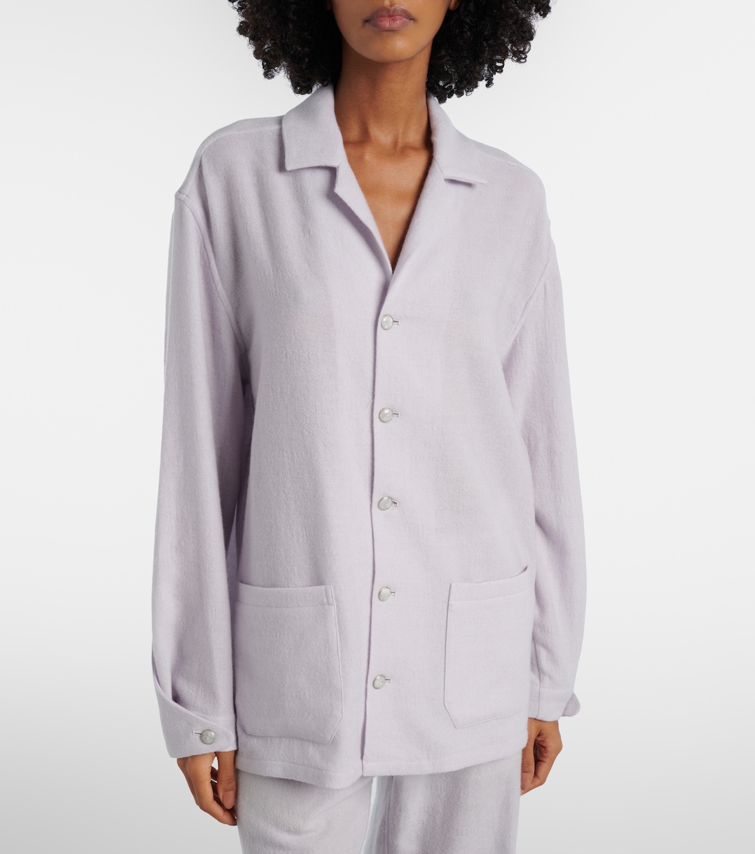 Affirmations cashmere pajama shirt with moonstone | God's True Cashmere