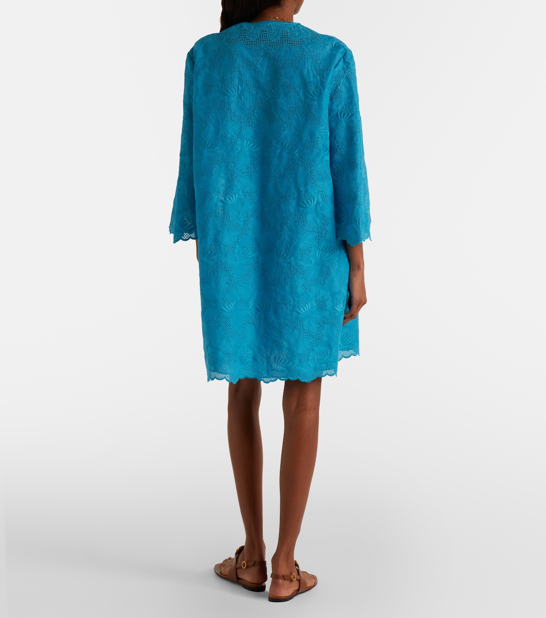 Broderie anglaise silk-trimmed cotton kaftan | Valentino