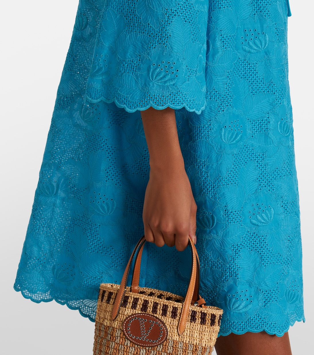 Broderie anglaise silk-trimmed cotton kaftan | Valentino