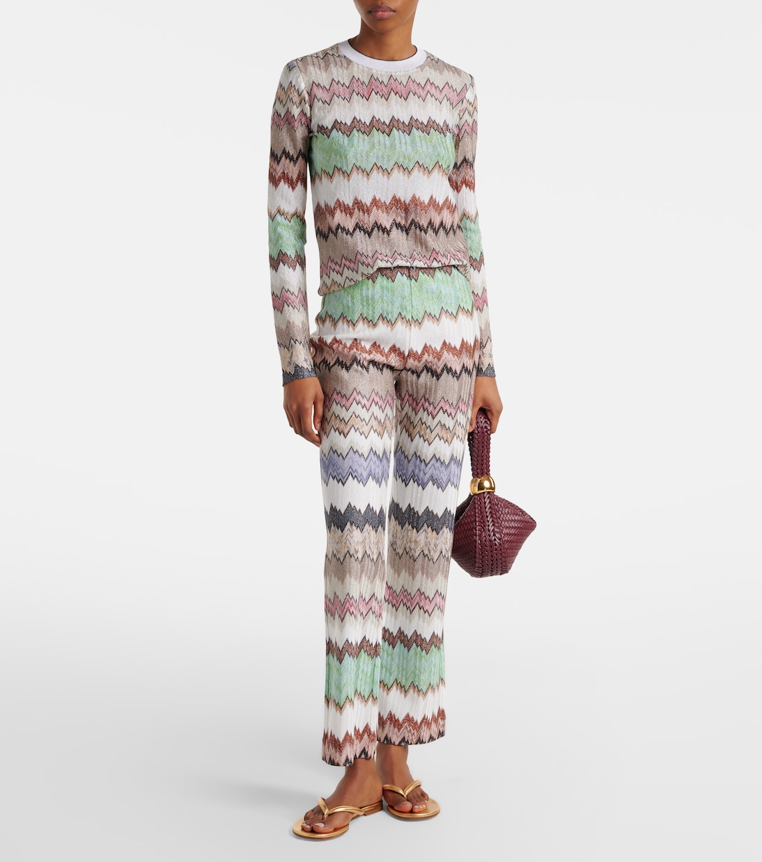 Zigzag lamé cropped straight pants | Missoni