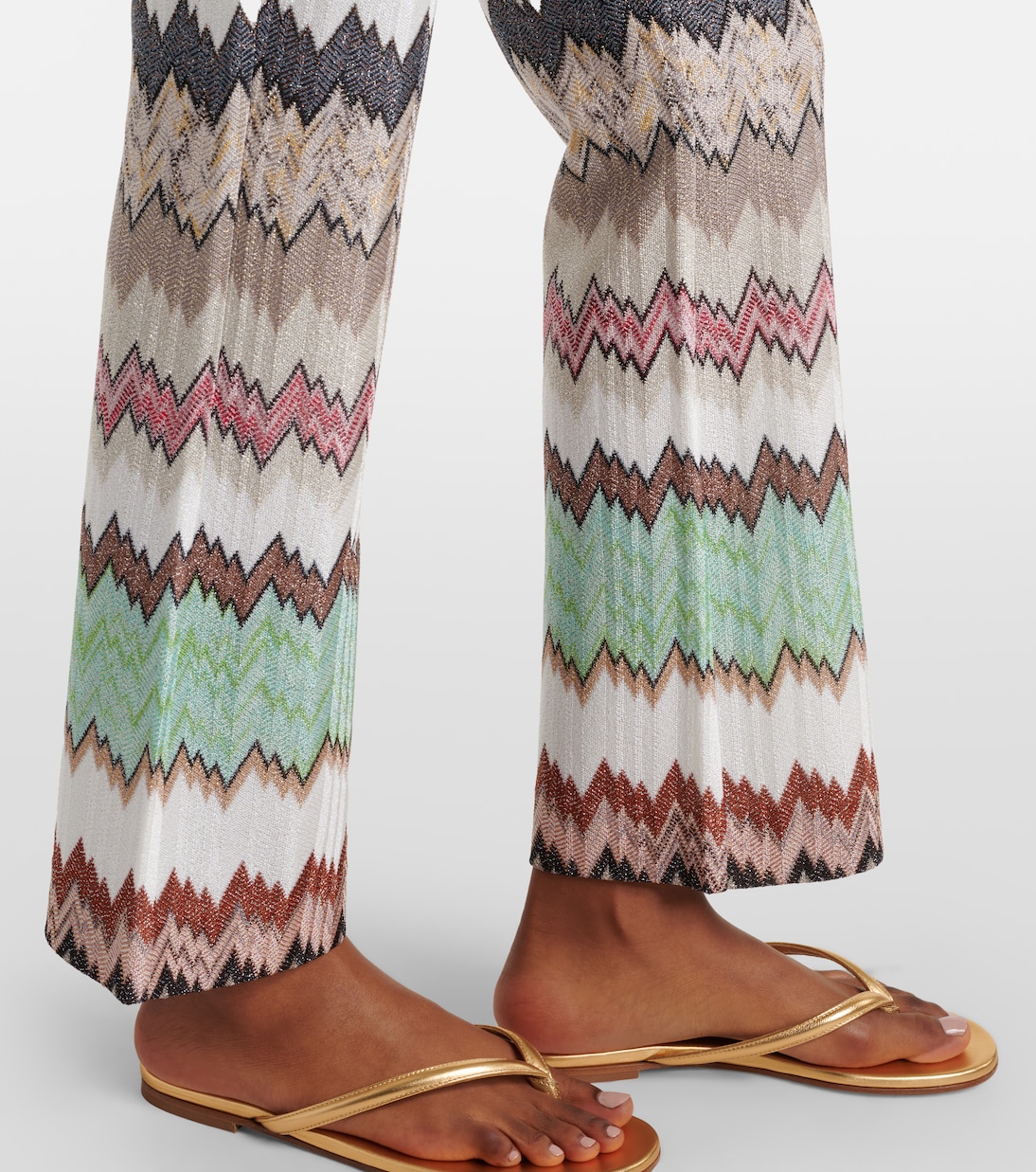 Zigzag lamé cropped straight pants | Missoni