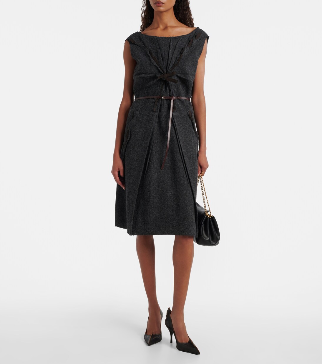 Ruffled virgin wool minidress | Prada