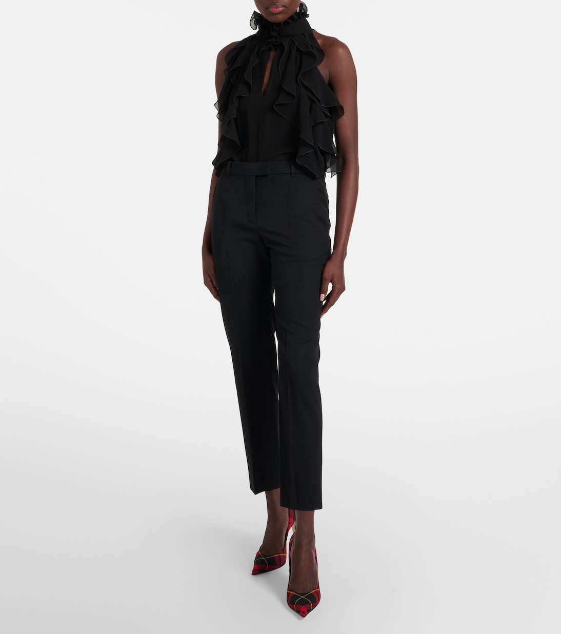 Top in seta con volant  | McQueen