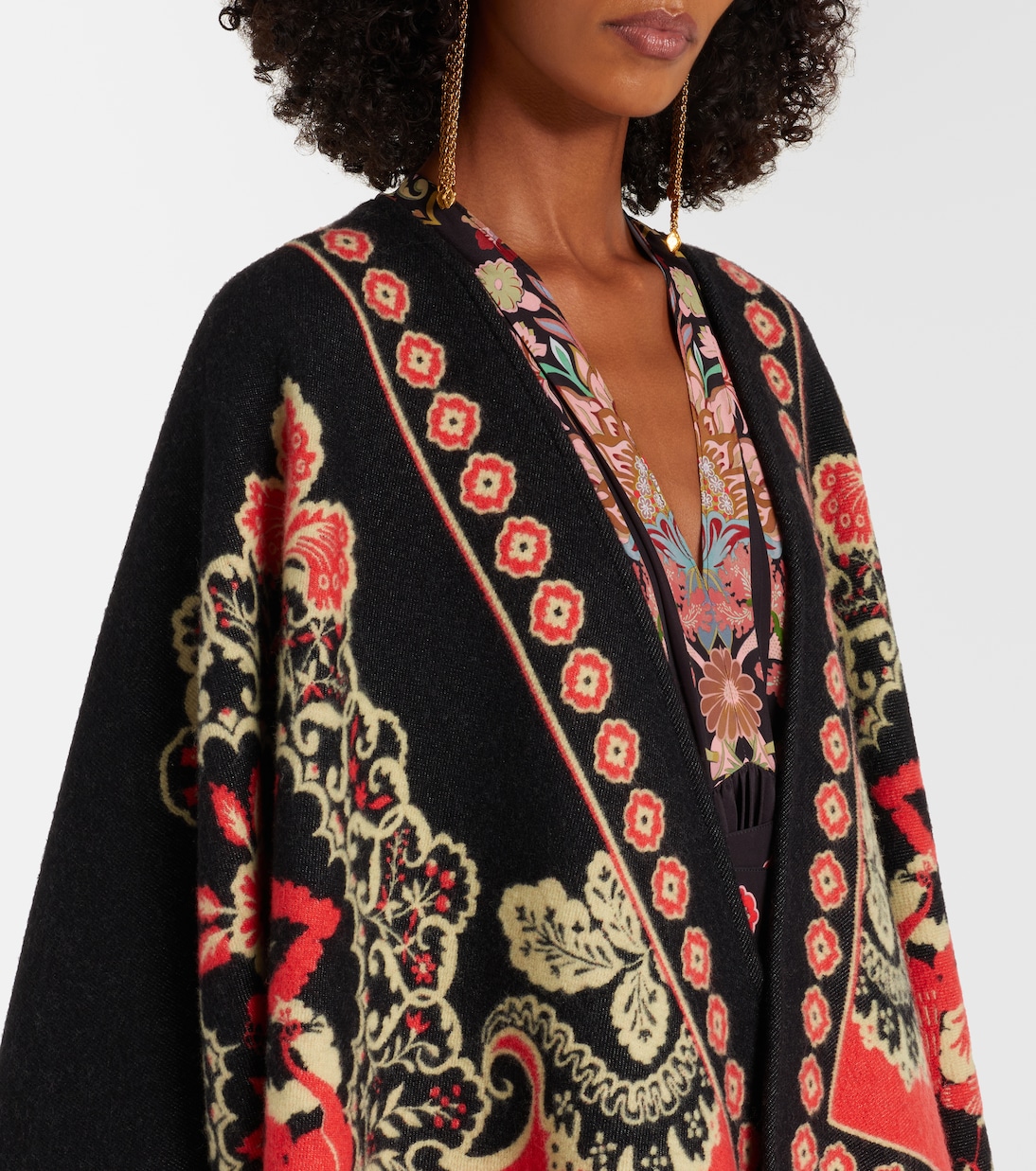 Soul printed wool and silk poncho | La DoubleJ