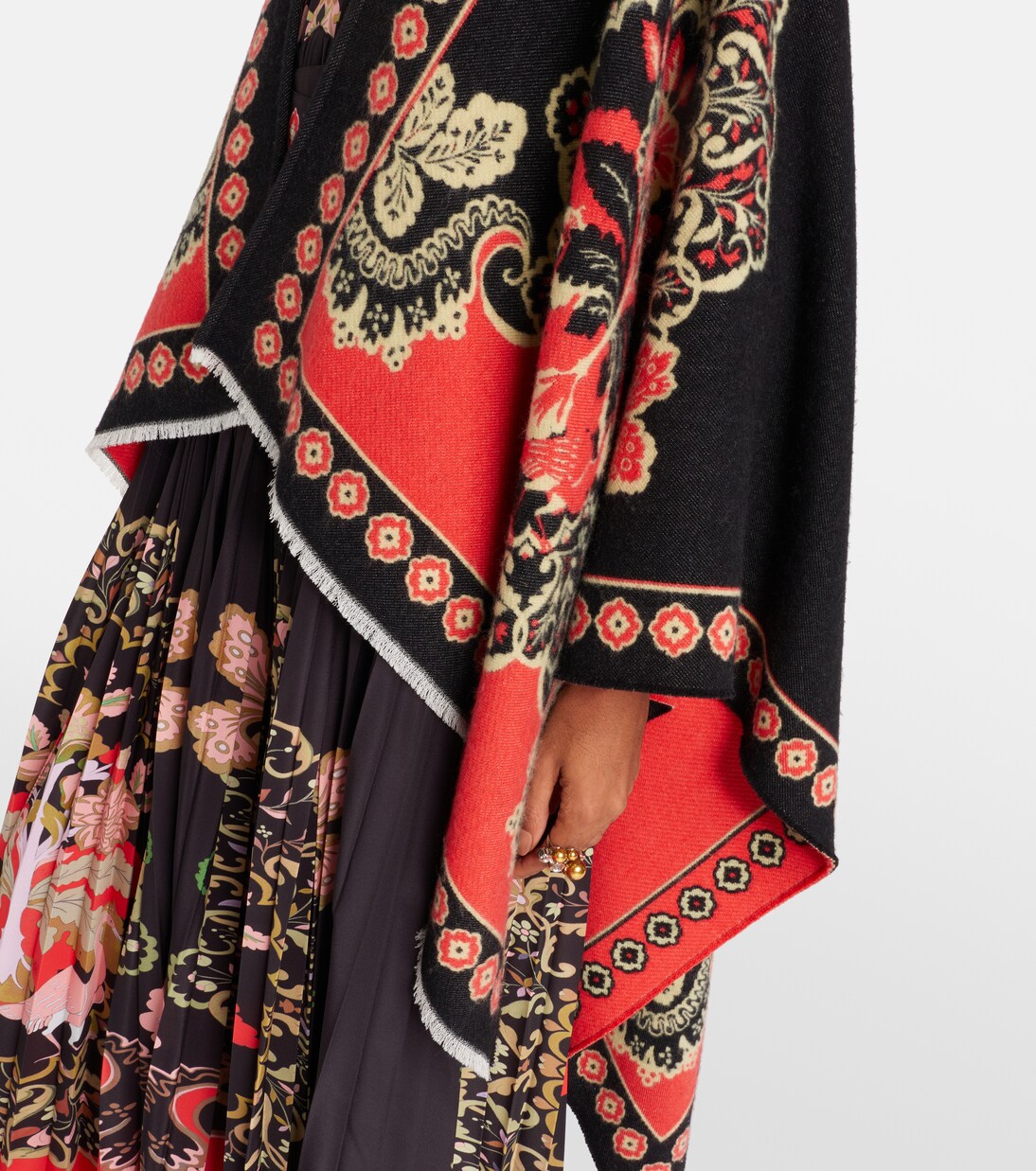 Soul printed wool and silk poncho | La DoubleJ