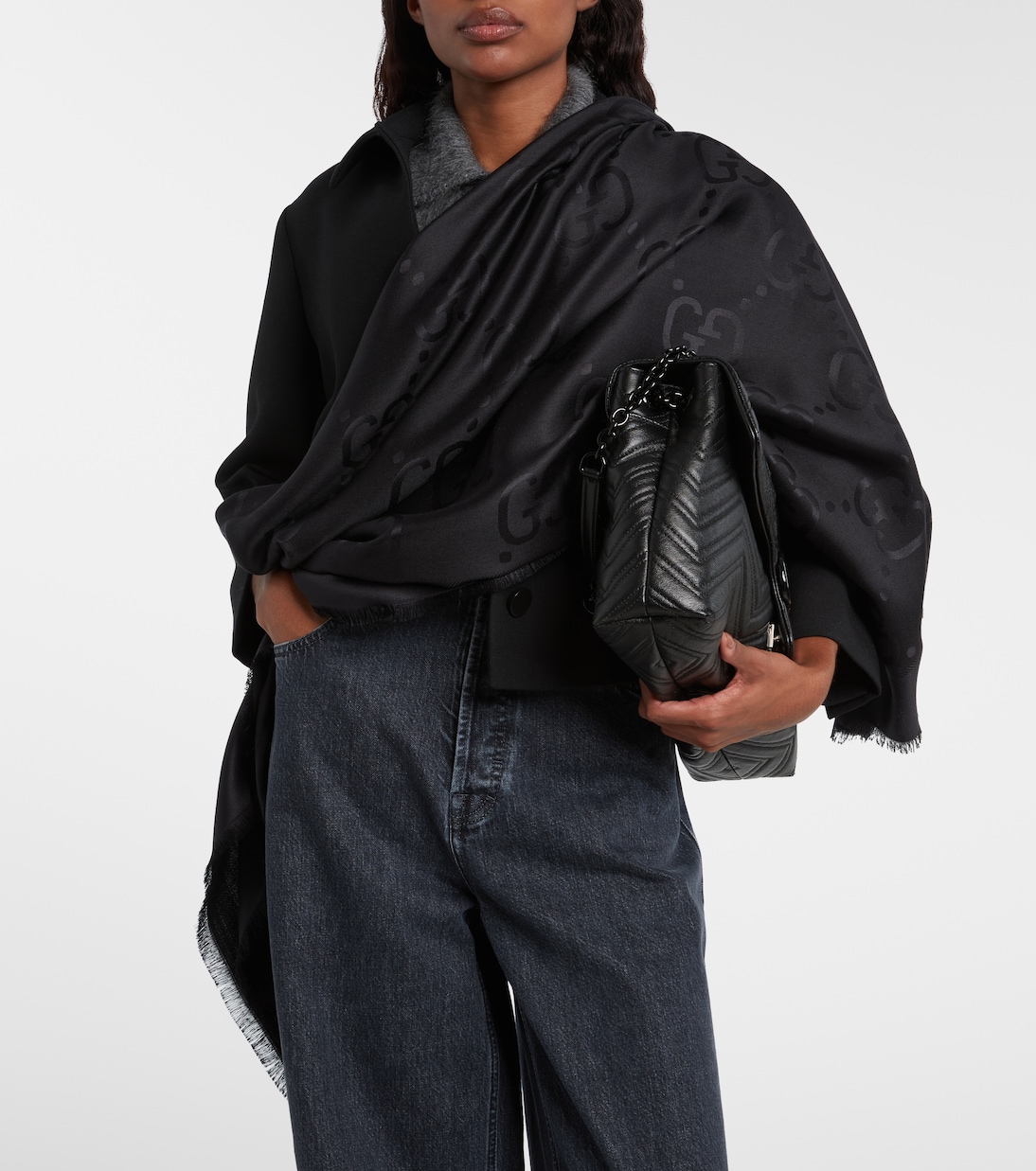 GG silk and wool jacquard scarf | Gucci