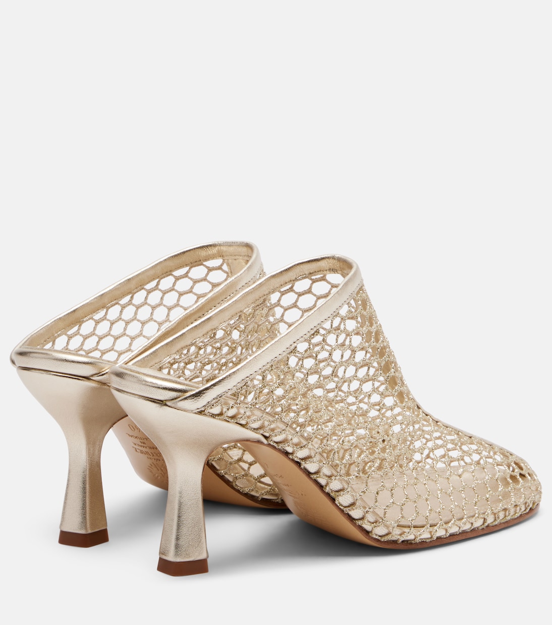 Giulia leather-trimmed fishnet mules | Souliers Martinez