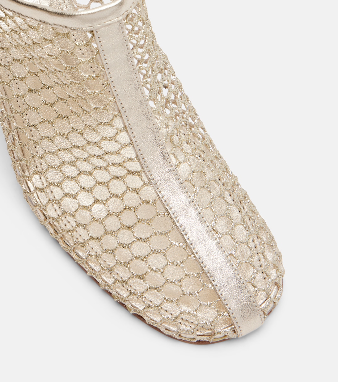 Giulia leather-trimmed fishnet mules | Souliers Martinez