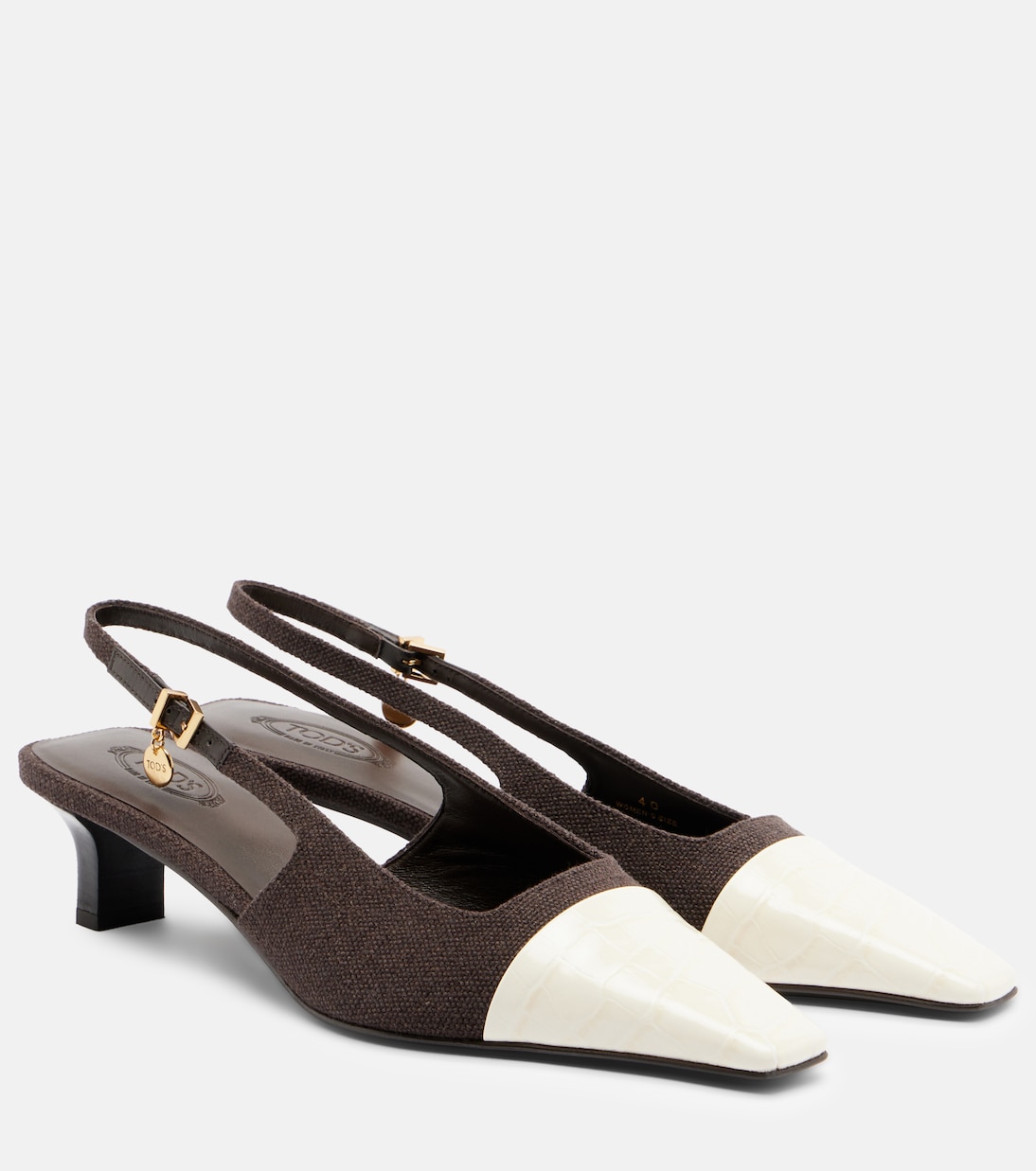 Escarpins slingback en toile et cuir | Tod's