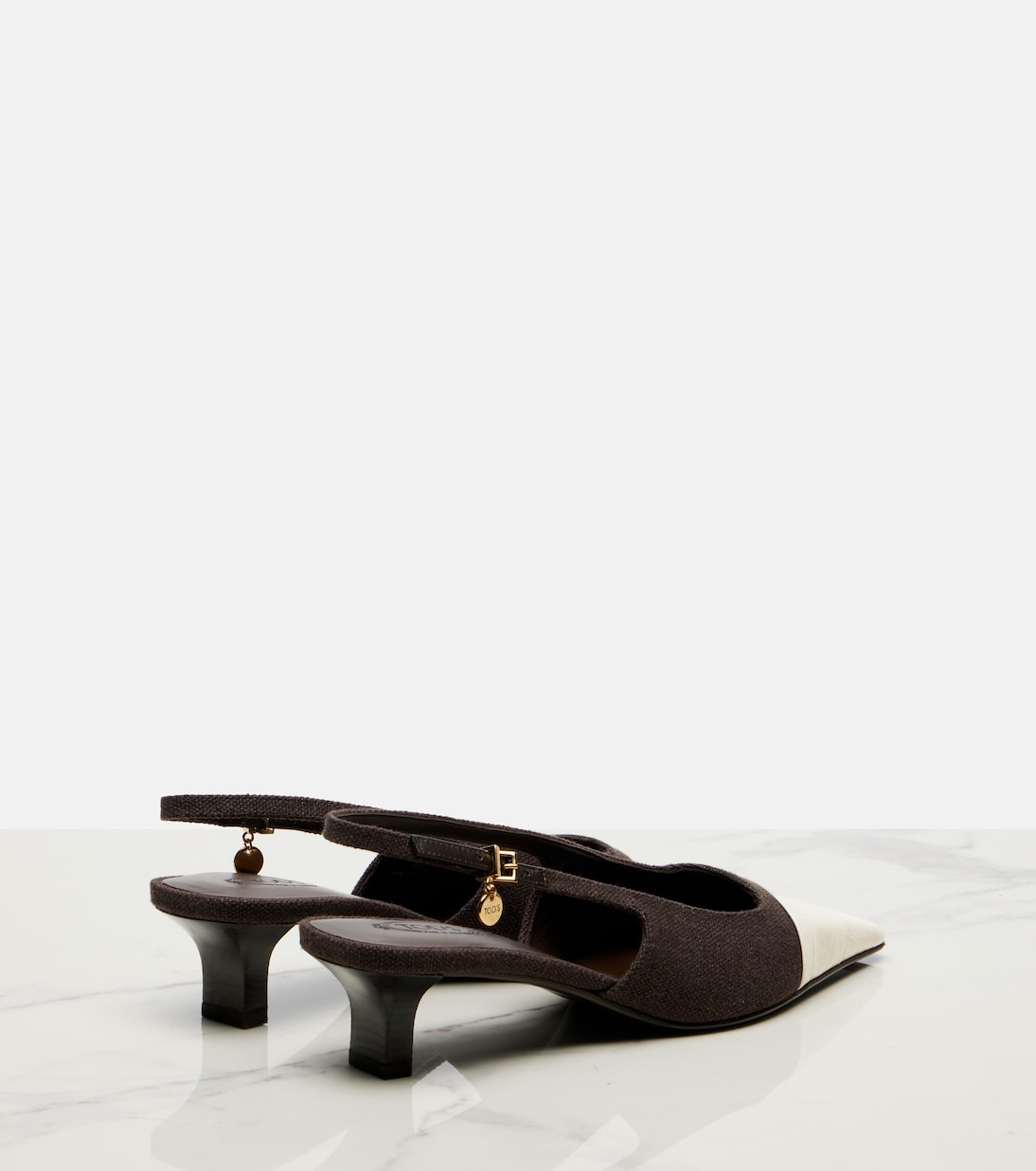 Escarpins slingback en toile et cuir | Tod's