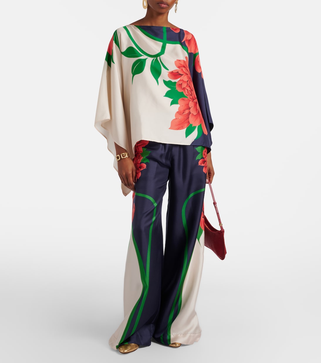 Top Square de sarga de seda floral | La DoubleJ