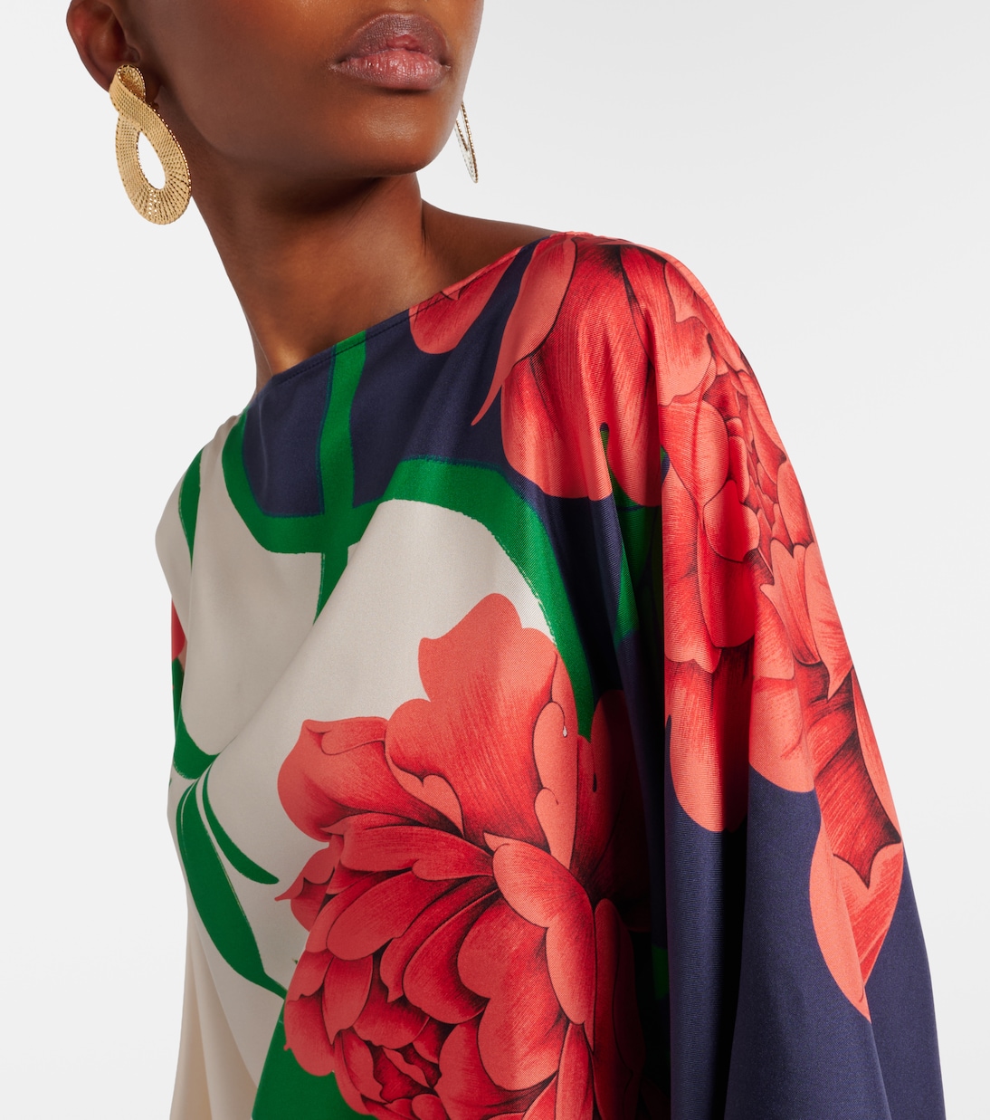 Top Square de sarga de seda floral | La DoubleJ