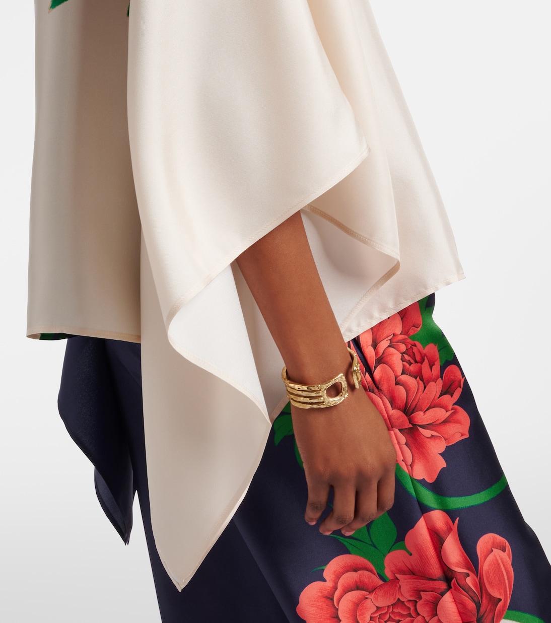 Top Square de sarga de seda floral | La DoubleJ