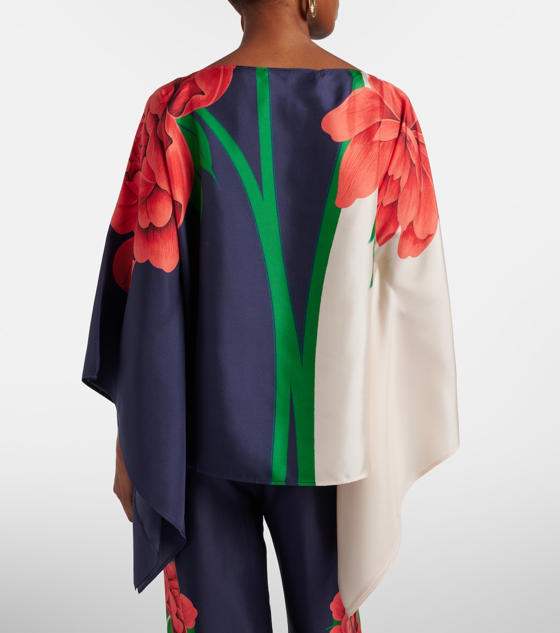 Top Square de sarga de seda floral | La DoubleJ