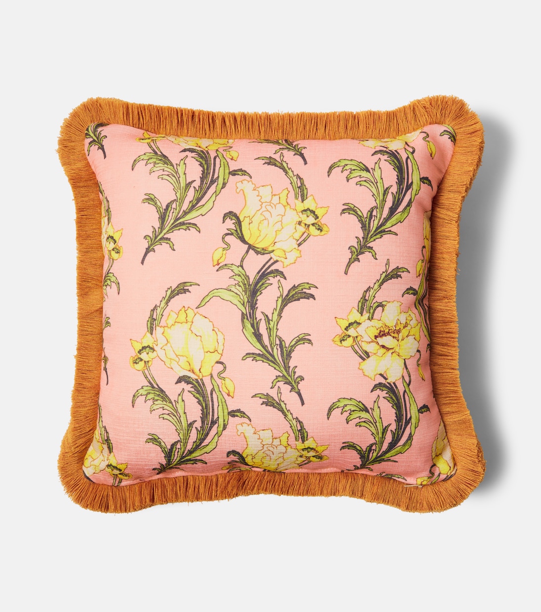 Cojín Nymph Bloom floral con flecos | La DoubleJ