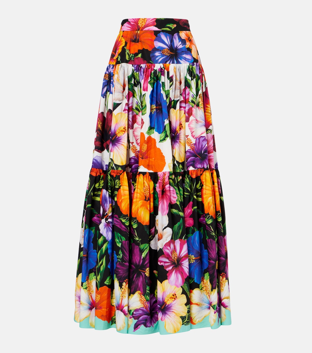 Gonna lunga in cotone con stampa floreale | Dolce&Gabbana