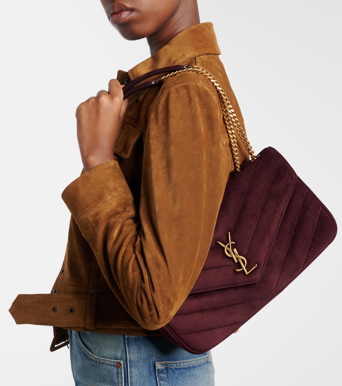 Schultertasche Loulou Medium aus Veloursleder | Saint Laurent