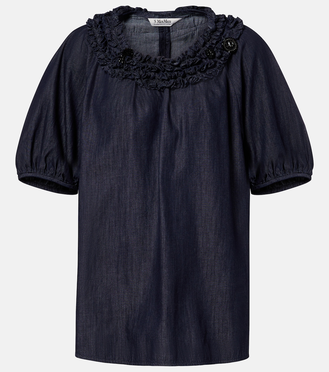 Embellished ruffled denim blouse | 'S Max Mara