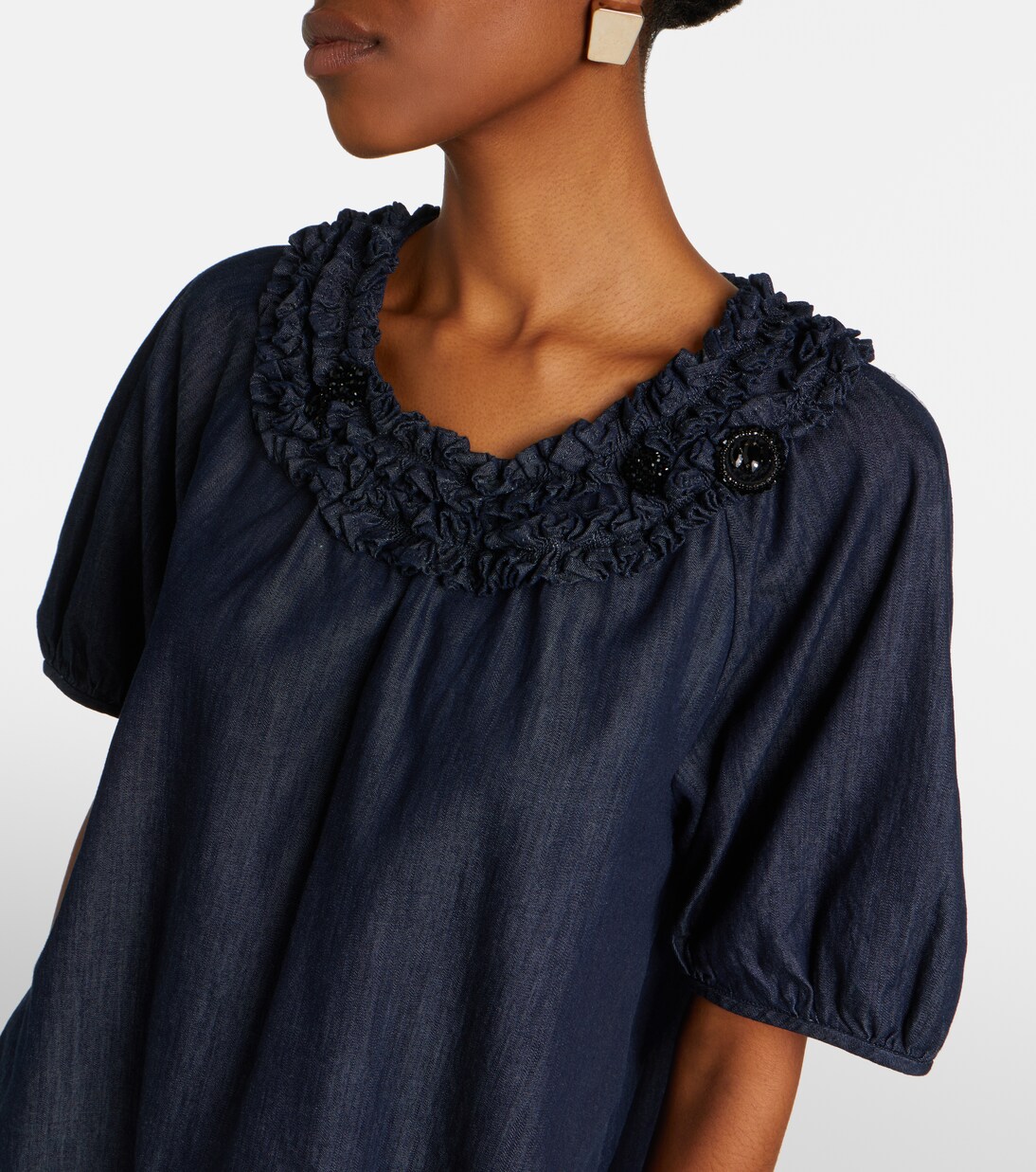 Embellished ruffled denim blouse | 'S Max Mara