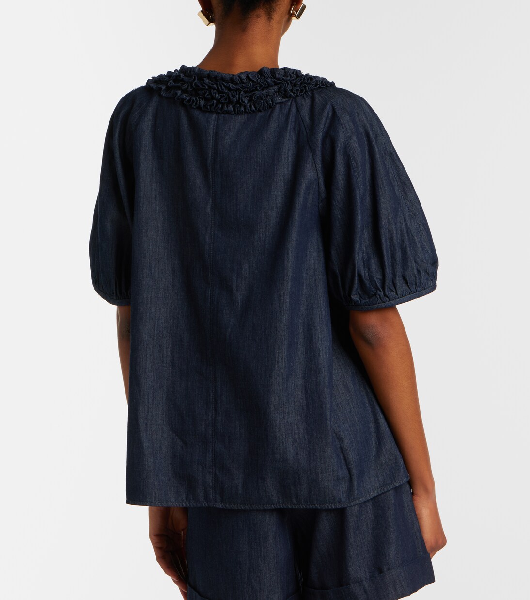 Embellished ruffled denim blouse | 'S Max Mara