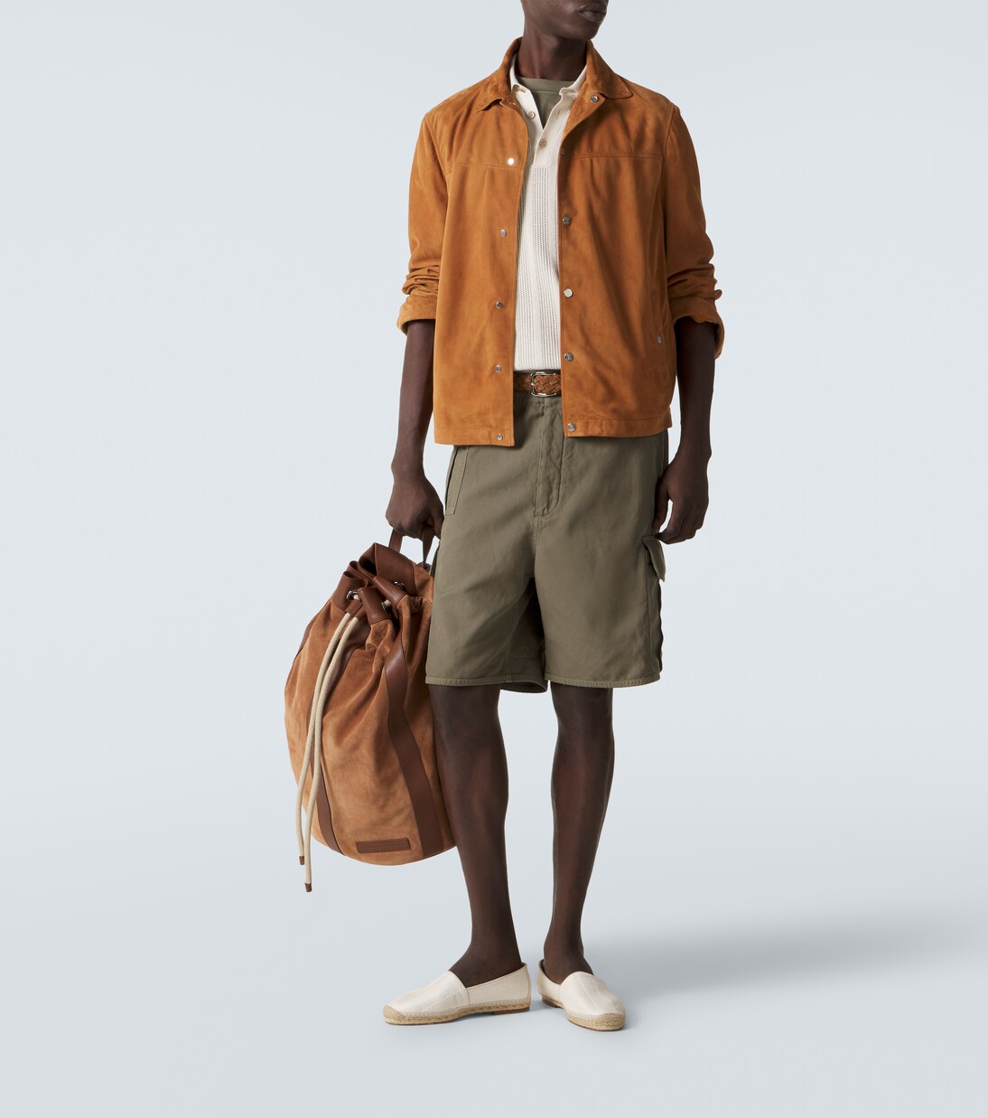 Suede-trimmed woven espadrilles | Brunello Cucinelli