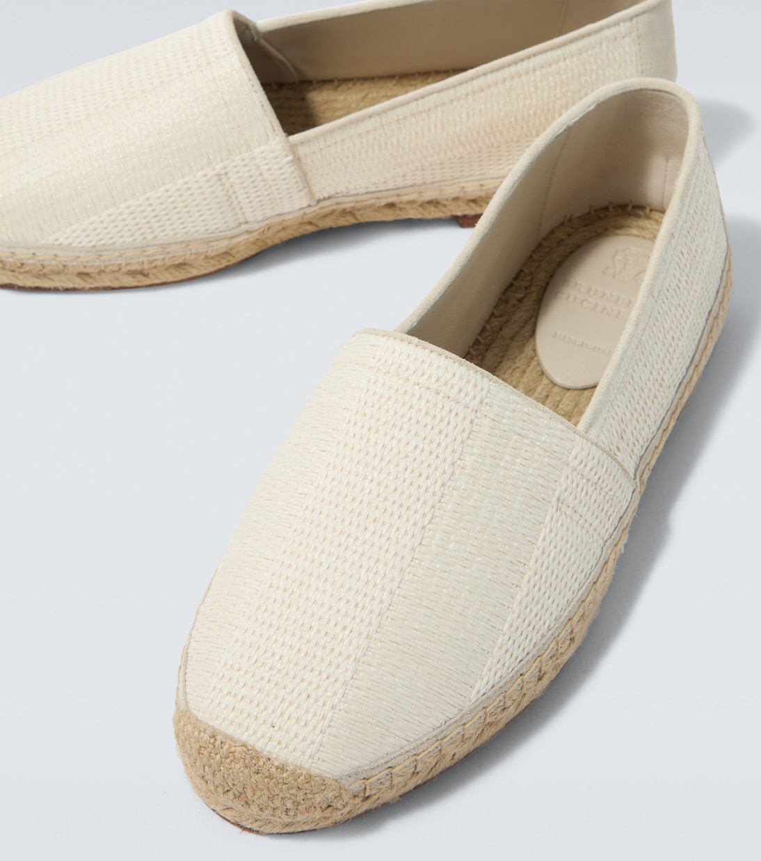 Suede-trimmed woven espadrilles | Brunello Cucinelli