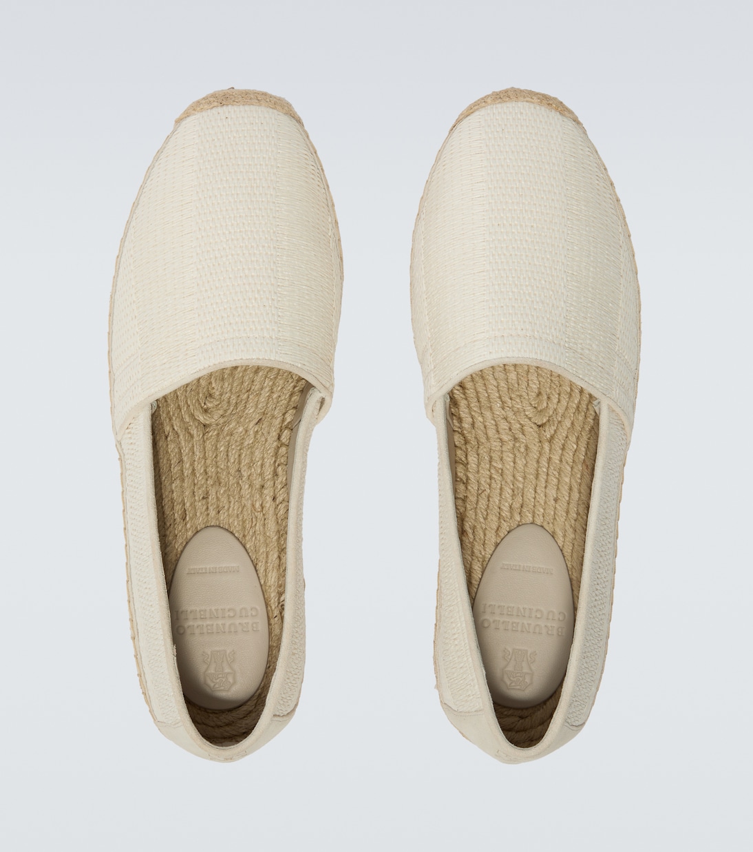 Suede-trimmed woven espadrilles | Brunello Cucinelli