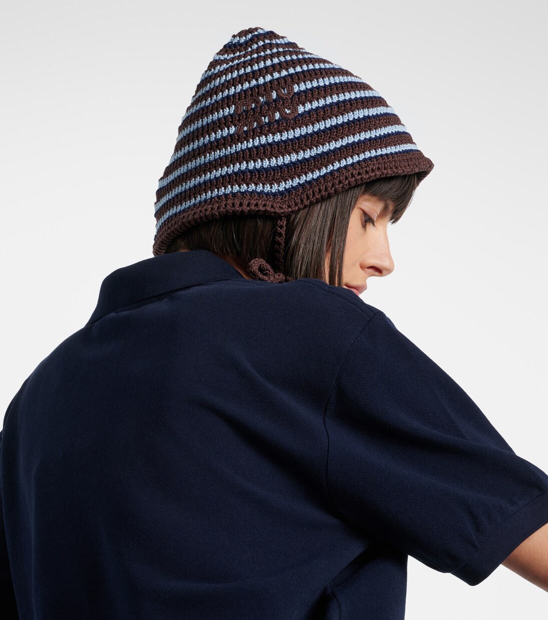 Gorro de punto de algodón a rayas | Miu Miu