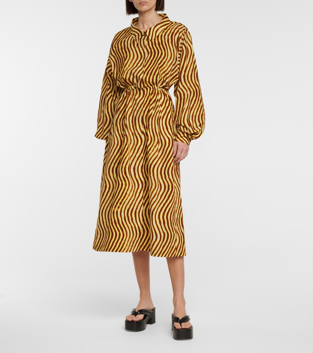Robe midi imprimée en coton | Dries Van Noten