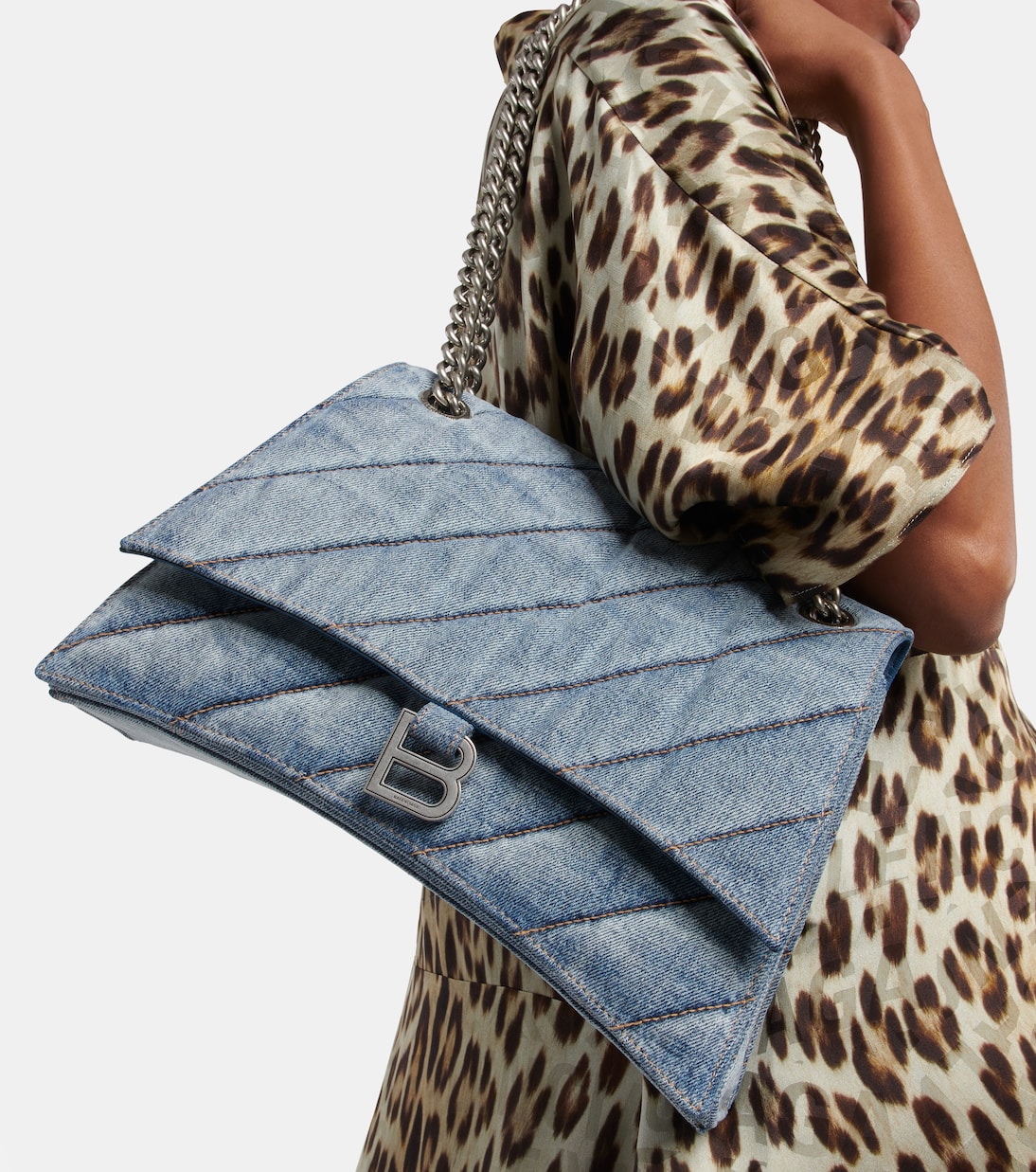 Crush Medium denim shoulder bag | Balenciaga