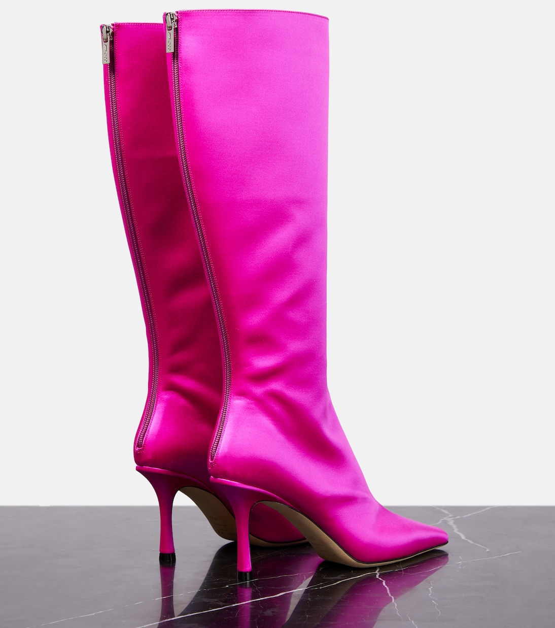 Agathe 85 satin knee-high boots | Jimmy Choo
