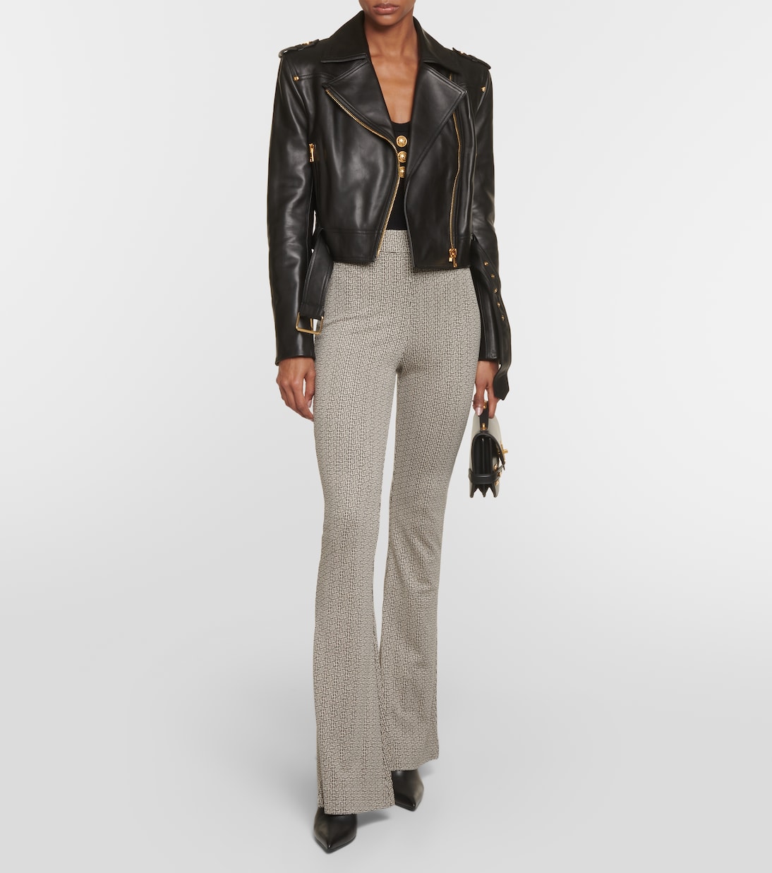 Pantalon flare Monogram en jacquard | Balmain