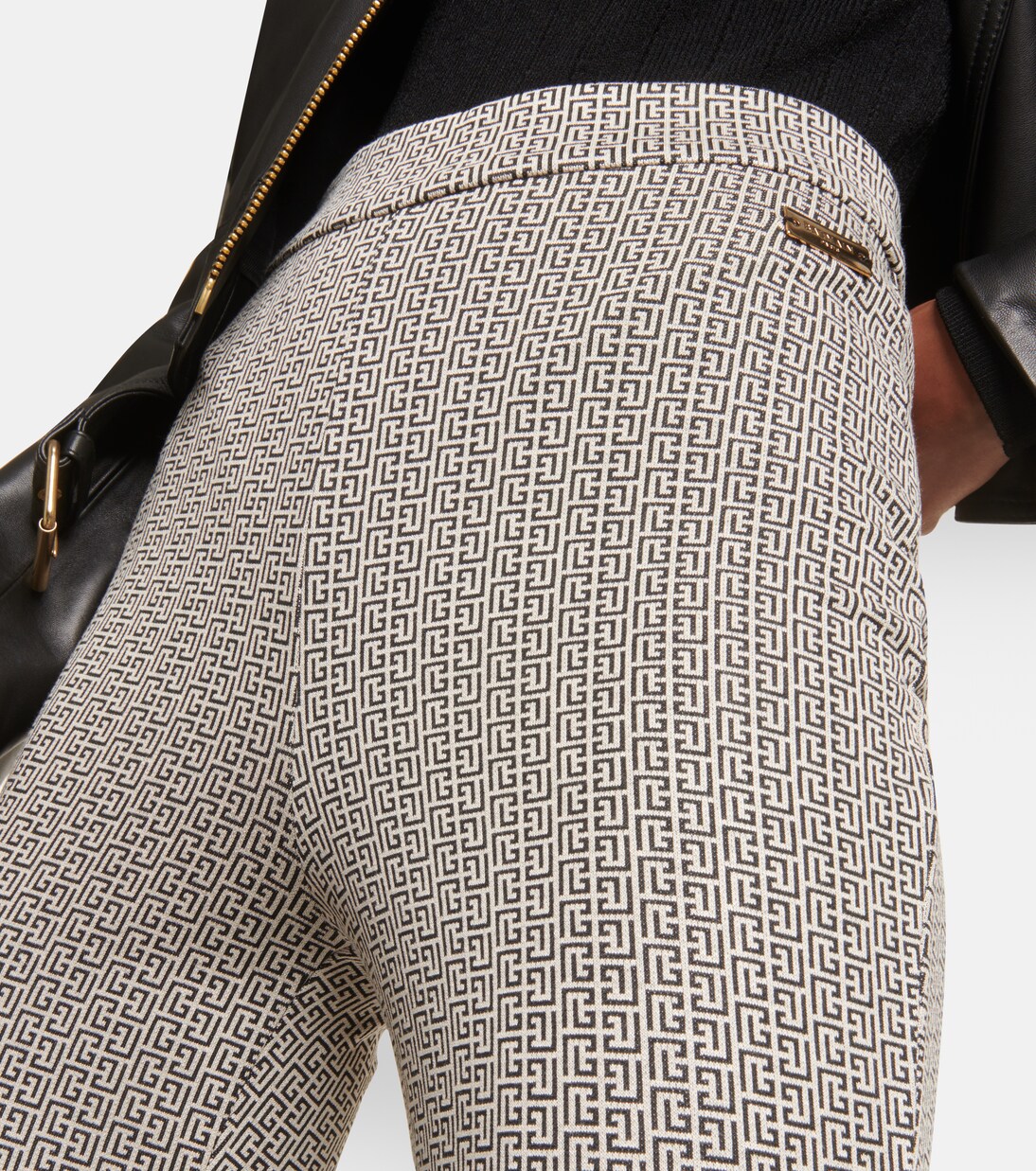Pantalon flare Monogram en jacquard | Balmain