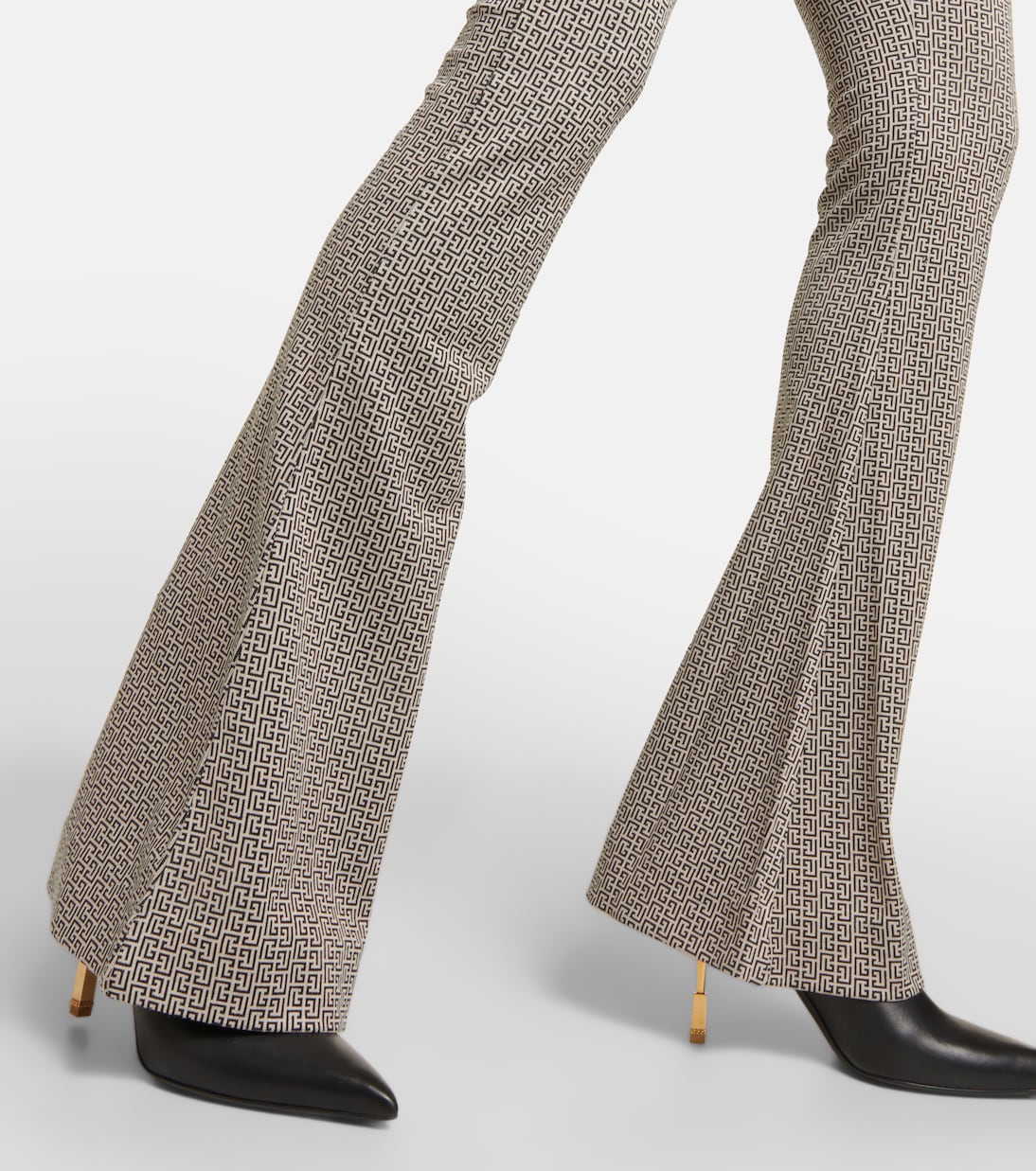Pantalon flare Monogram en jacquard | Balmain