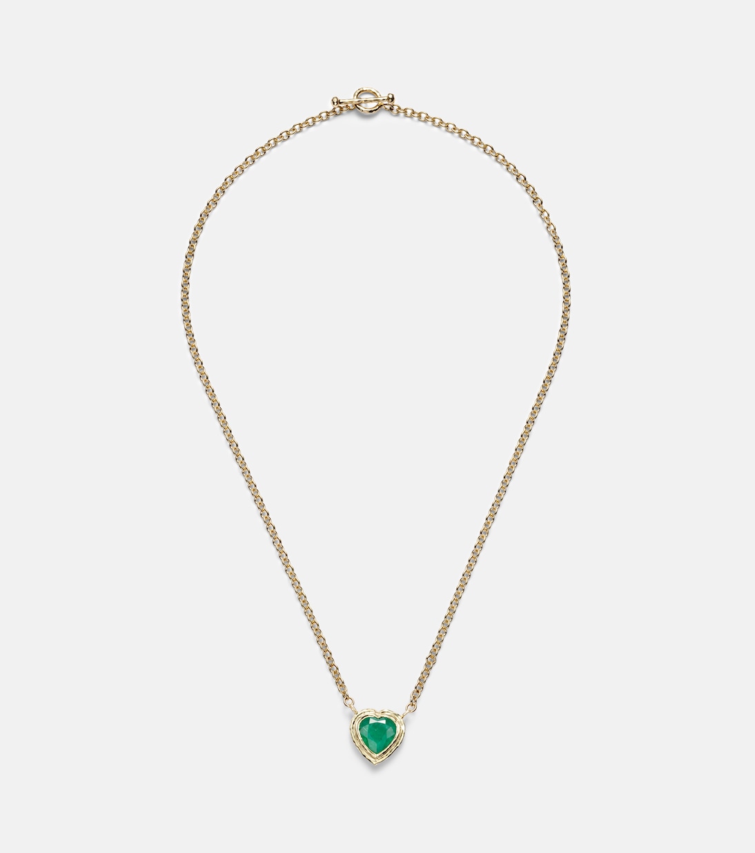 Heart & Toggle 18kt gold necklace with emerald | Octavia Elizabeth