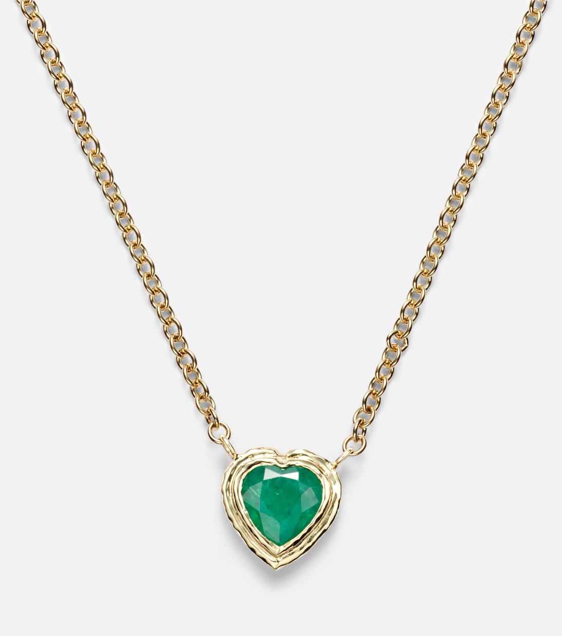 Heart & Toggle 18kt gold necklace with emerald | Octavia Elizabeth