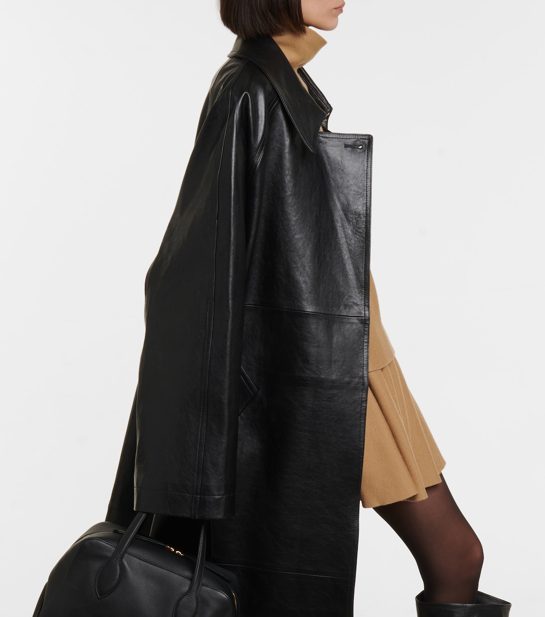 Gabardina oversized Minnie de piel | Khaite