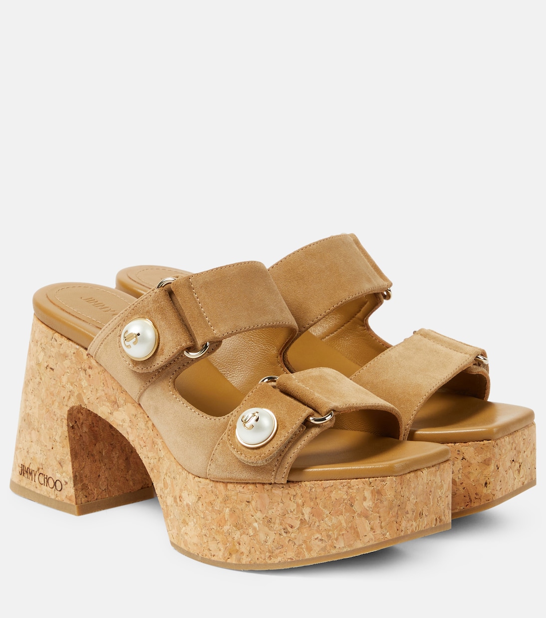 Plateausandalen Fayence 95 aus Veloursleder | Jimmy Choo
