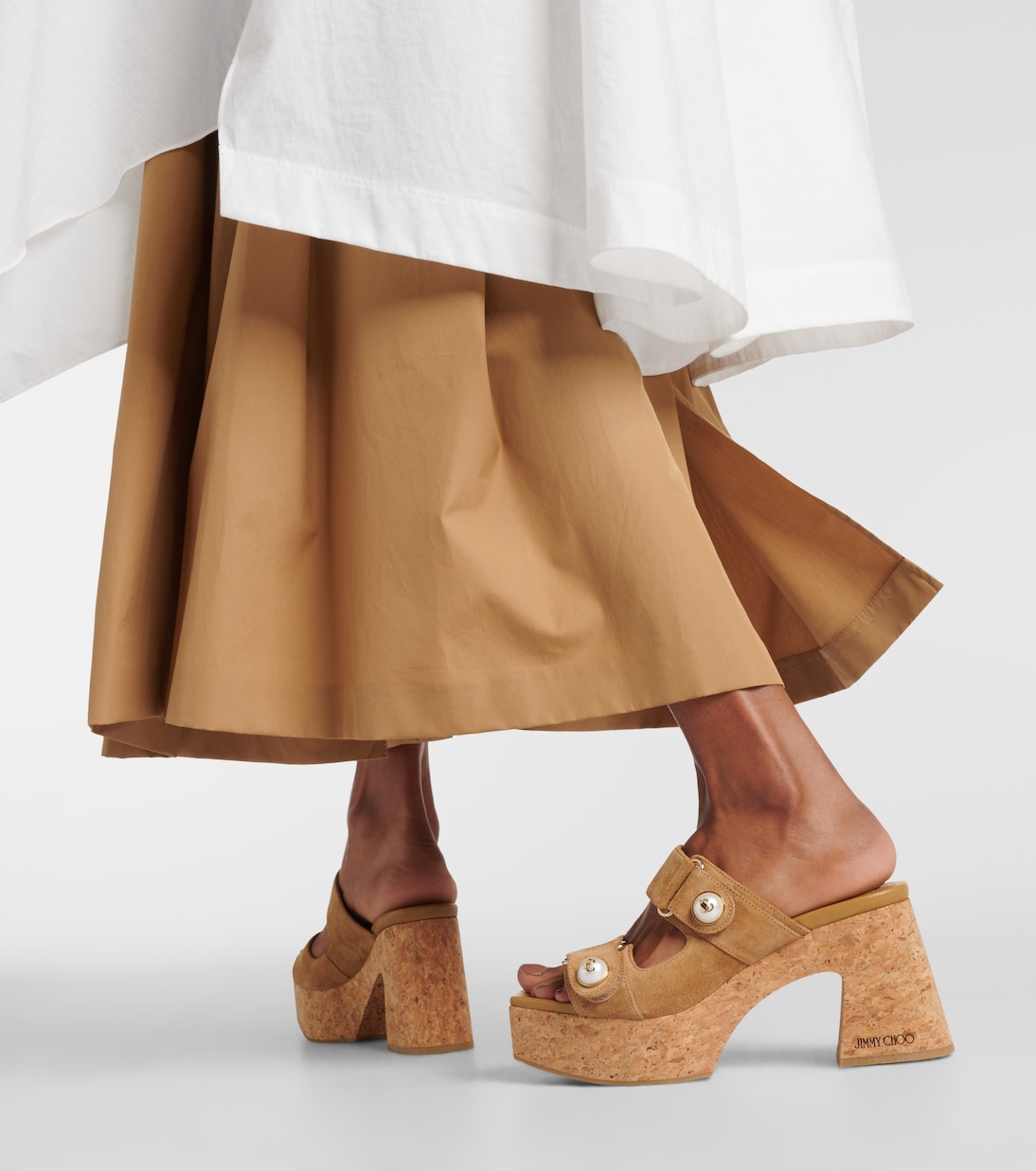 Plateausandalen Fayence 95 aus Veloursleder | Jimmy Choo