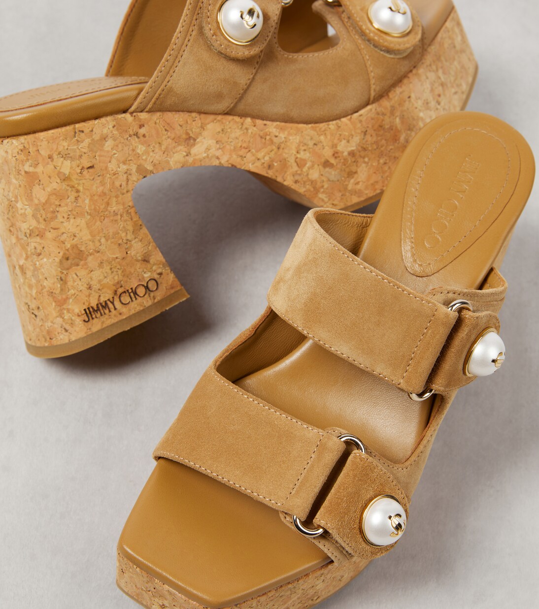 Plateausandalen Fayence 95 aus Veloursleder | Jimmy Choo