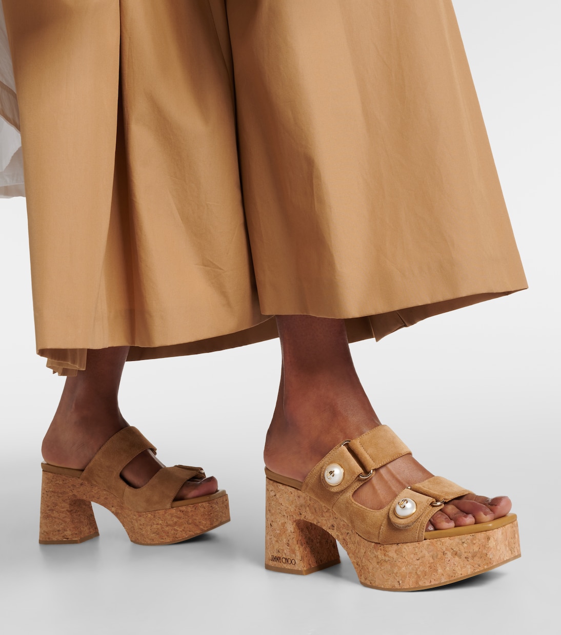 Plateausandalen Fayence 95 aus Veloursleder | Jimmy Choo