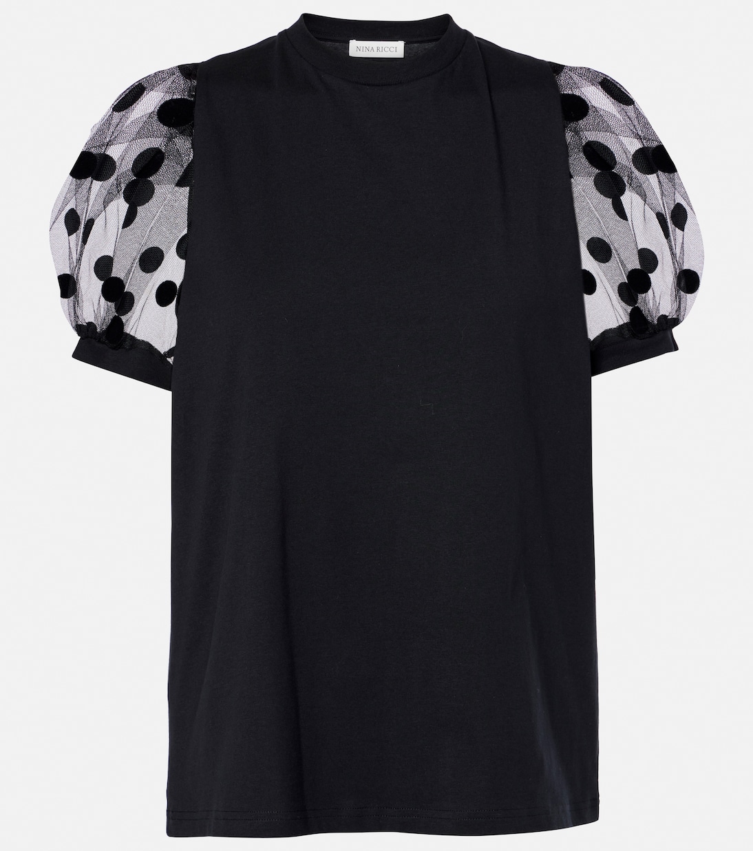 Polka dot tulle and jersey T-shirt | Nina Ricci